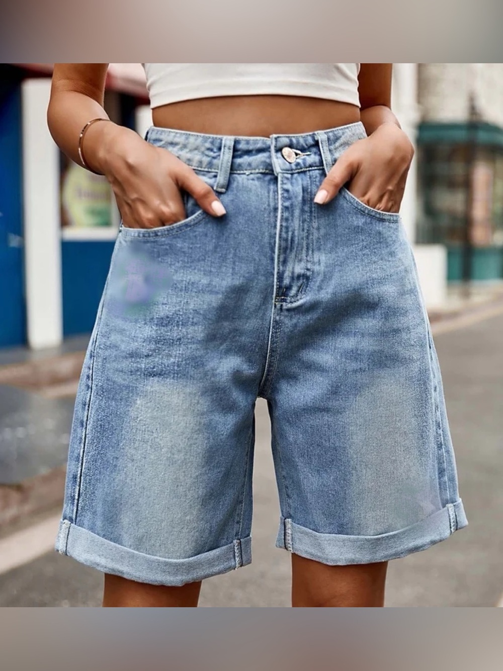 Free People Denim Bermuda Shorts